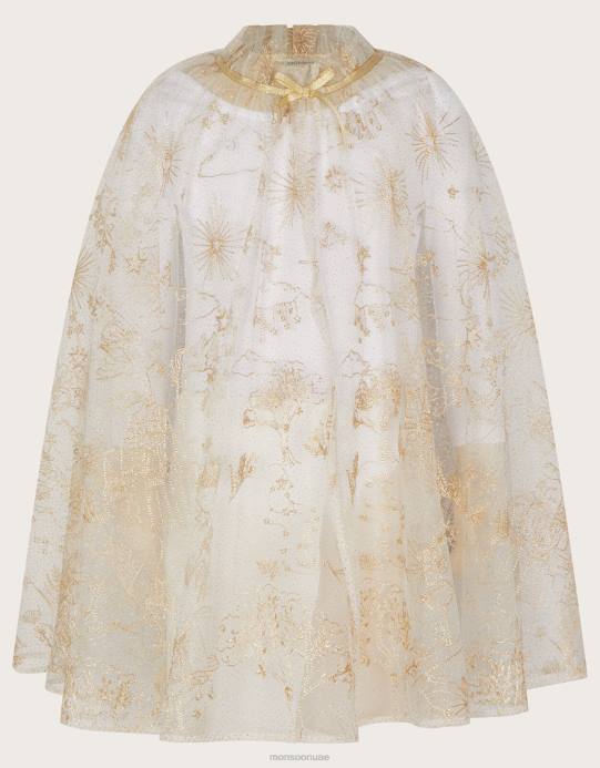 Monsoon بنت أرض العجائب عباءة طويلة مطرزة D68H1840 ملابس ذهب