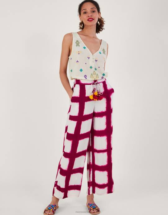 Monsoon نحيف قمة مطرزة بلا أكمام D68H185 ملابس أبيض