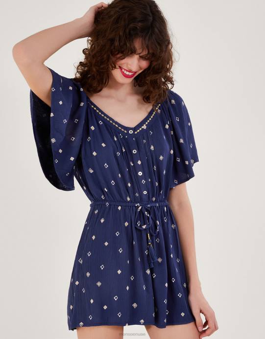 Monsoon نحيف رومبير بطبعة زخارف من لينزينج إيكوفيرو D68H186 ملابس الأزرق الداكن)