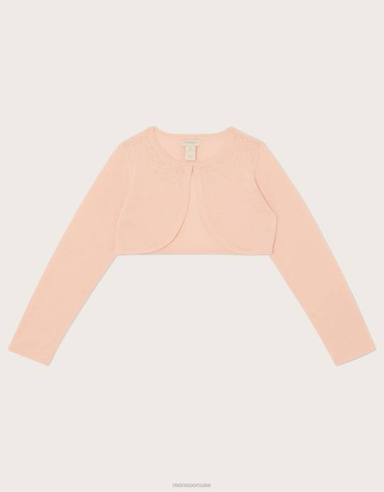 Monsoon بنت سترة مزخرفة باللؤلؤ D68H1860 ملابس لون القرنفل