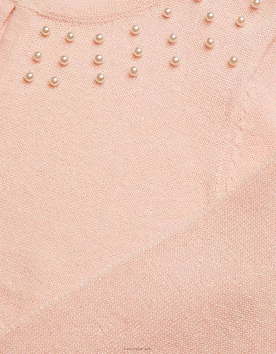 Monsoon بنت سترة مزخرفة باللؤلؤ D68H1860 ملابس لون القرنفل