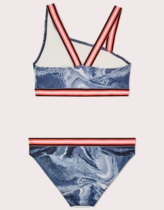 Monsoon بنت طقم بيكيني رخامي بكتف واحد D68H1864 ملابس أسود