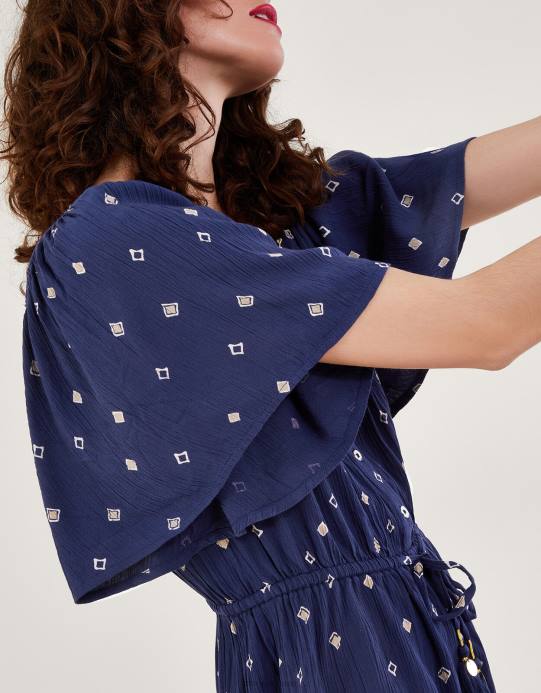 Monsoon نحيف رومبير بطبعة زخارف من لينزينج إيكوفيرو D68H186 ملابس الأزرق الداكن)