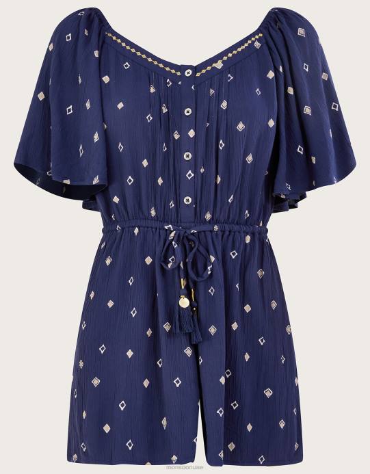 Monsoon نحيف رومبير بطبعة زخارف من لينزينج إيكوفيرو D68H186 ملابس الأزرق الداكن)