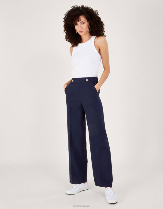 Monsoon نحيف بنطال بريدجيت العسكري التفصيلي D68H187 ملابس الأزرق الداكن)