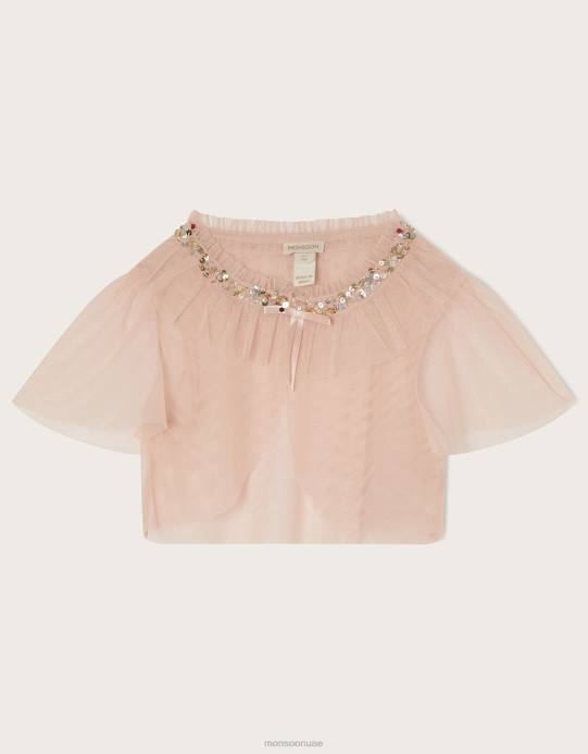 Monsoon بنت أرض العجائب سترة قصيرة من التول D68H1877 ملابس لون القرنفل