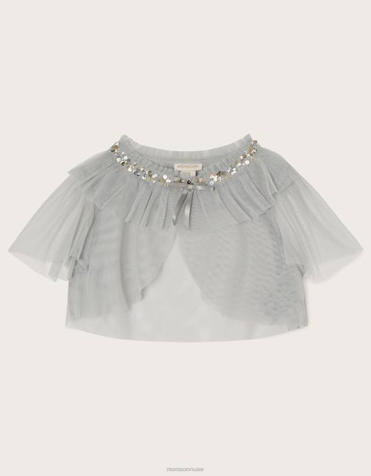 Monsoon بنت أرض العجائب سترة قصيرة من التول D68H1878 ملابس رمادي