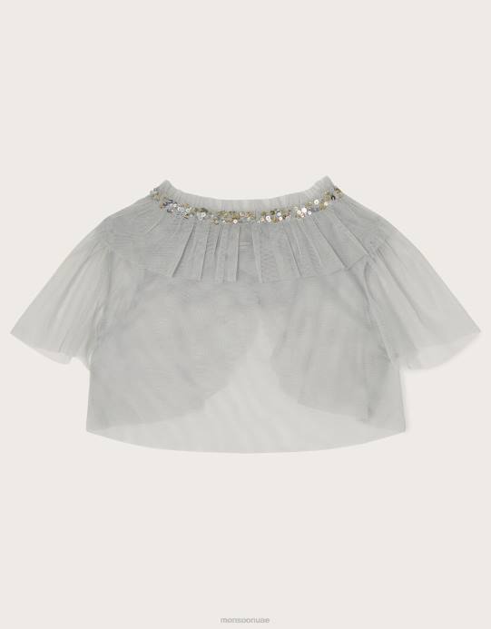 Monsoon بنت أرض العجائب سترة قصيرة من التول D68H1878 ملابس رمادي