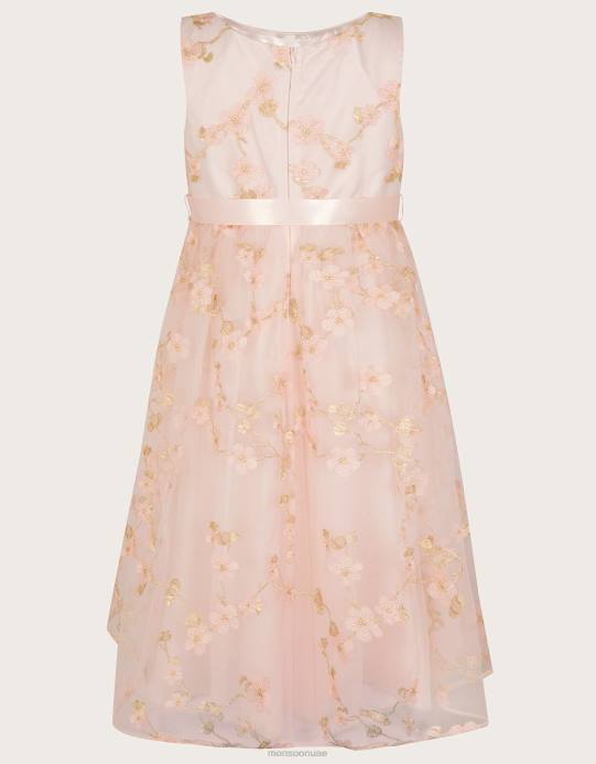 Monsoon بنت فستان من الدانتيل الزهري D68H1882 ملابس لون القرنفل