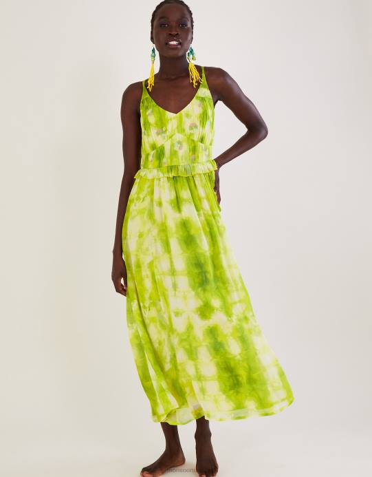 Monsoon نحيف فستان من تصميم دليلة مصبوغ مع الفيسكوز المستدام D68H188 ملابس أخضر (أخضر ساطع)