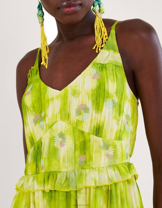 Monsoon نحيف فستان من تصميم دليلة مصبوغ مع الفيسكوز المستدام D68H188 ملابس أخضر (أخضر ساطع)