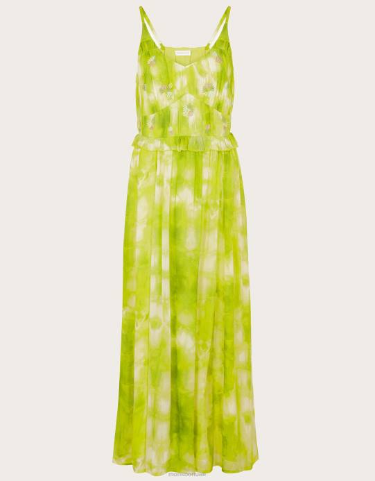 Monsoon نحيف فستان من تصميم دليلة مصبوغ مع الفيسكوز المستدام D68H188 ملابس أخضر (أخضر ساطع)
