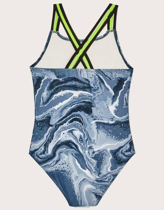 Monsoon بنت ملابس السباحة حزام الرخام D68H1892 ملابس أسود