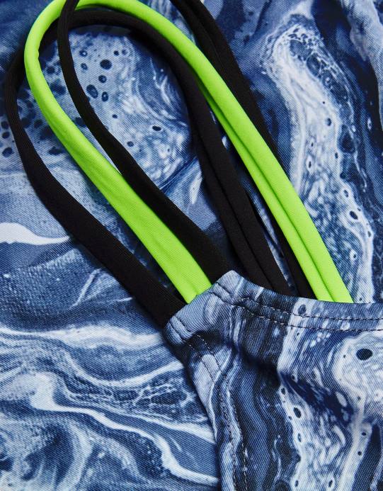 Monsoon بنت ملابس السباحة حزام الرخام D68H1892 ملابس أسود