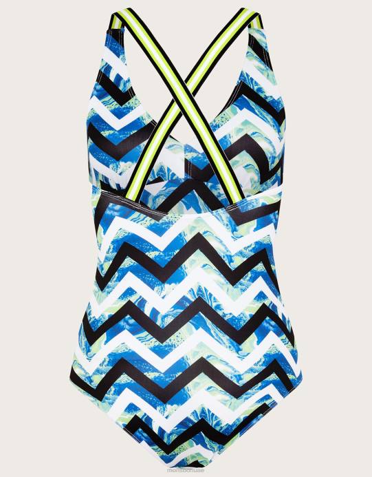 Monsoon بنت ملابس السباحة الرخامية شيفرون D68H1894 ملابس متعدد