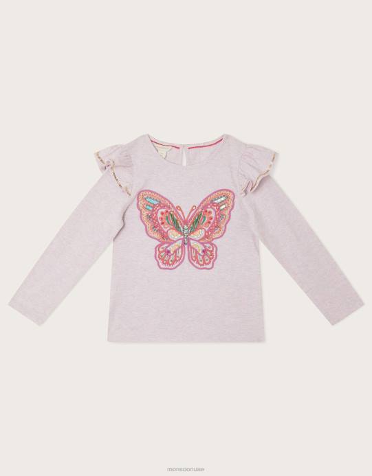 Monsoon بنت فراشة طويلة الأكمام أعلى D68H1896 ملابس الأرجواني (أرجواني)