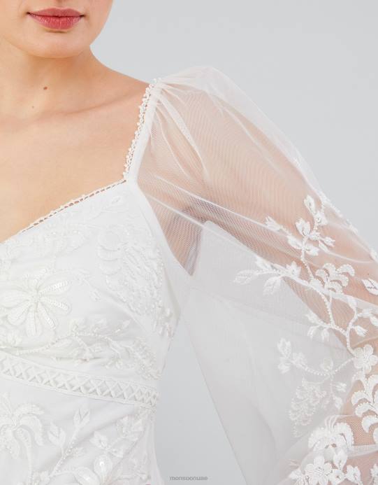 Monsoon نحيف فستان زفاف طويل مزين من جوزيت D68H18 ملابس عاج