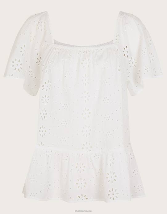 Monsoon نحيف قمة شيفلي سادة D68H190 ملابس أبيض