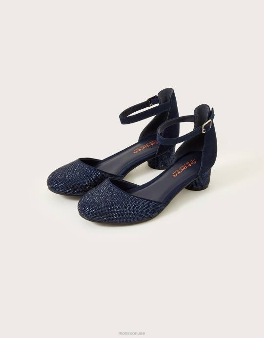 Monsoon بنت الكعب الماسي من جزأين D68H1914 أحذية الأزرق الداكن)