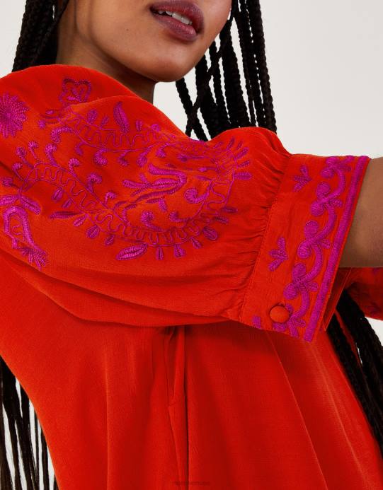 Monsoon نحيف فستان تونك مطرز من كريسي D68H191 ملابس البرتقالي