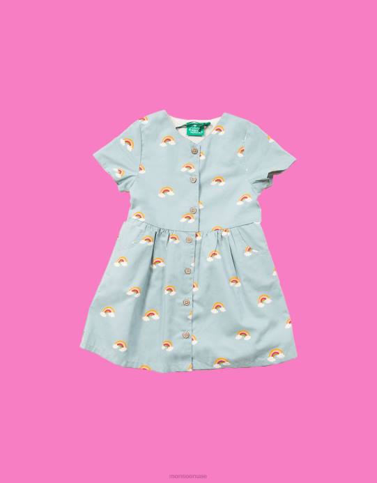 Monsoon أطفال الجذور الخضراء الصغيرة فوق زر قوس قزح من خلال الفستان D68H1922 ملابس الأزرق (الأزرق الشاحب)