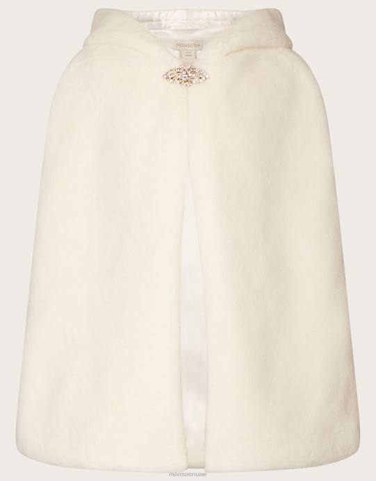 Monsoon بنت أرض العجائب طويلة من الفرو الصناعي D68H1925 ملابس عاج