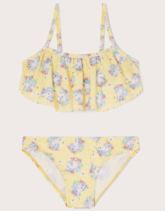 Monsoon بنت مجموعة بيكيني مكشكشة من رقائق يونيكورن D68H1932 ملابس أصفر