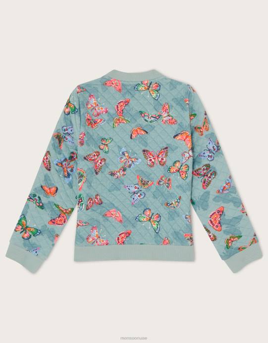 Monsoon أطفال سترة بومبر مبطنة بطبعة فراشة D68H1935 ملابس الأزرق (أكوا)