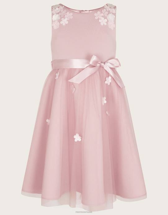 Monsoon بنت ليلى فستان غوص ثلاثي الأبعاد D68H1937 ملابس لون القرنفل