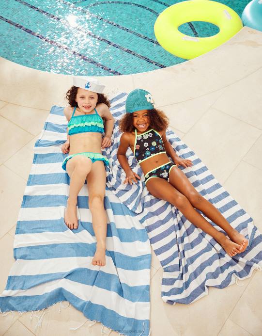 Monsoon بنت طقم بيكيني بحمالة عنق وزهور D68H1940 ملابس أسود