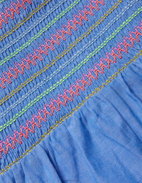 Monsoon بنت بدلة لعب شامبراي مكشكشة D68H1947 ملابس أزرق