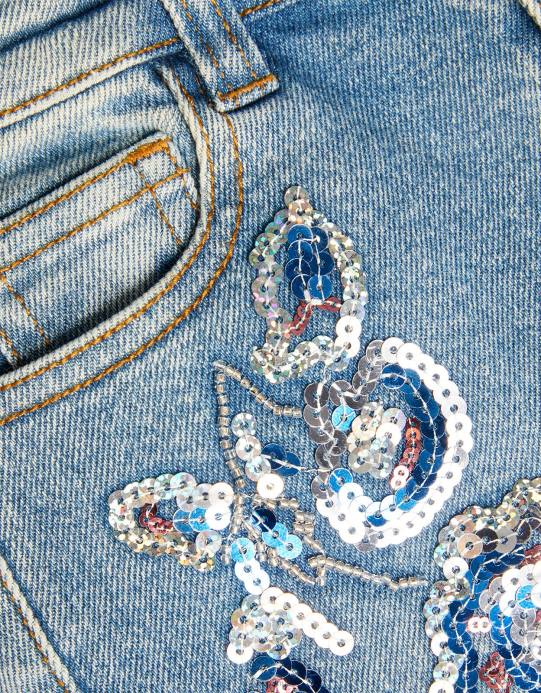 Monsoon بنت جينز مزين بالترتر D68H1948 ملابس أزرق