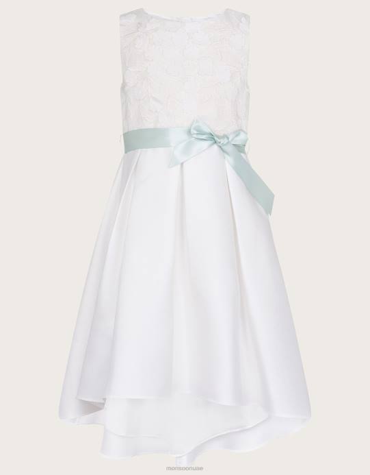 Monsoon بنت أنيكا فستان وصيفة الشرف عالية ومنخفضة D68H1951 ملابس عاج