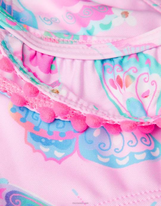 Monsoon بنت طقم تانكيني بطبعة فراشة وبوم بوم D68H1953 ملابس الوردي (الوردي الشاحب)