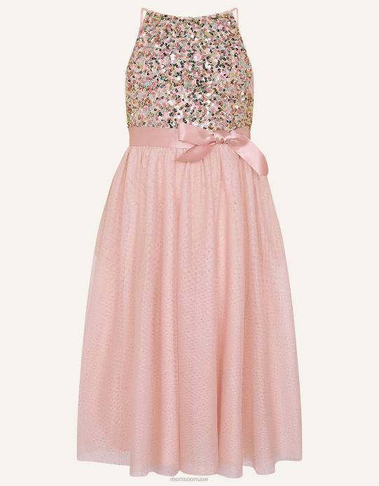 Monsoon بنت تروث ديسكو فستان الترتر D68H1954 ملابس لون القرنفل