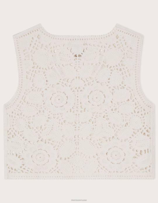 Monsoon بنت صدرية كروشيه قصيرة من البوتيك D68H1956 ملابس عاج