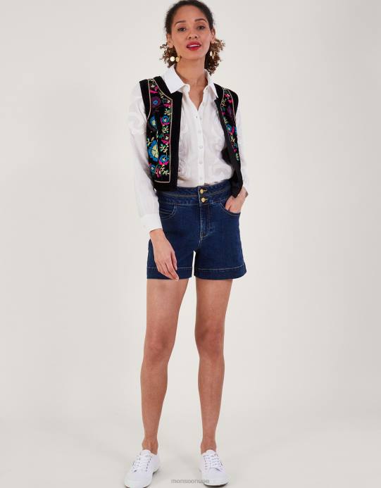 Monsoon نحيف بلوزة بأزرار وتفاصيل تزيينية D68H195 ملابس عاج