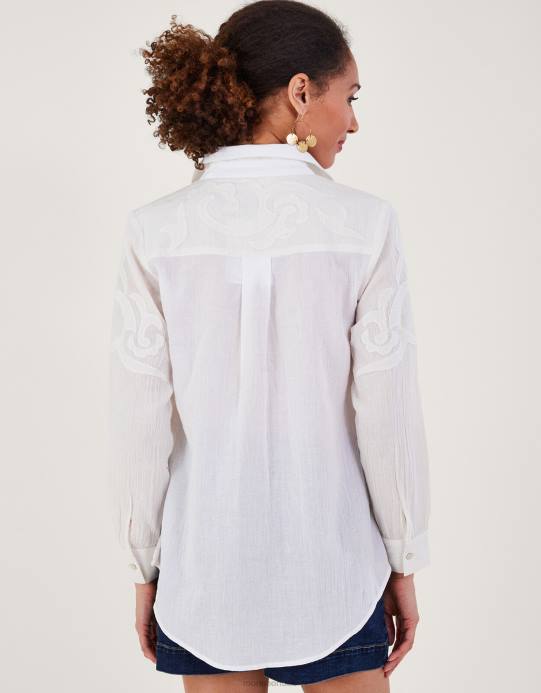 Monsoon نحيف بلوزة بأزرار وتفاصيل تزيينية D68H195 ملابس عاج