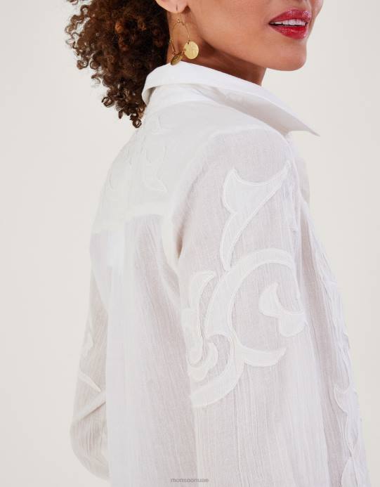 Monsoon نحيف بلوزة بأزرار وتفاصيل تزيينية D68H195 ملابس عاج