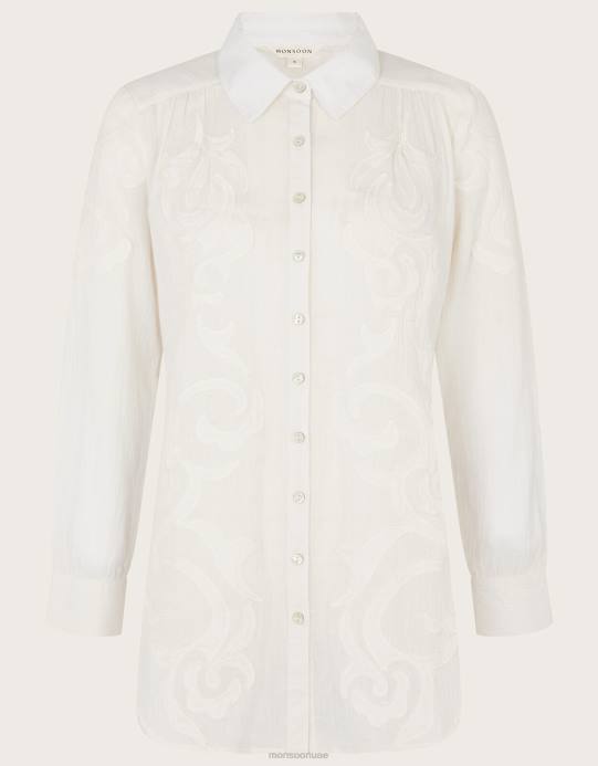 Monsoon نحيف بلوزة بأزرار وتفاصيل تزيينية D68H195 ملابس عاج