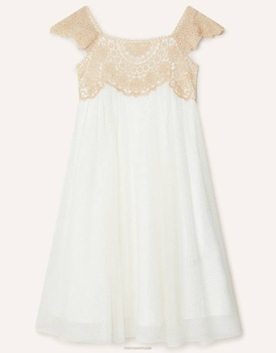 Monsoon بنت إستيلا فستان مطرز D68H1961 ملابس ذهب