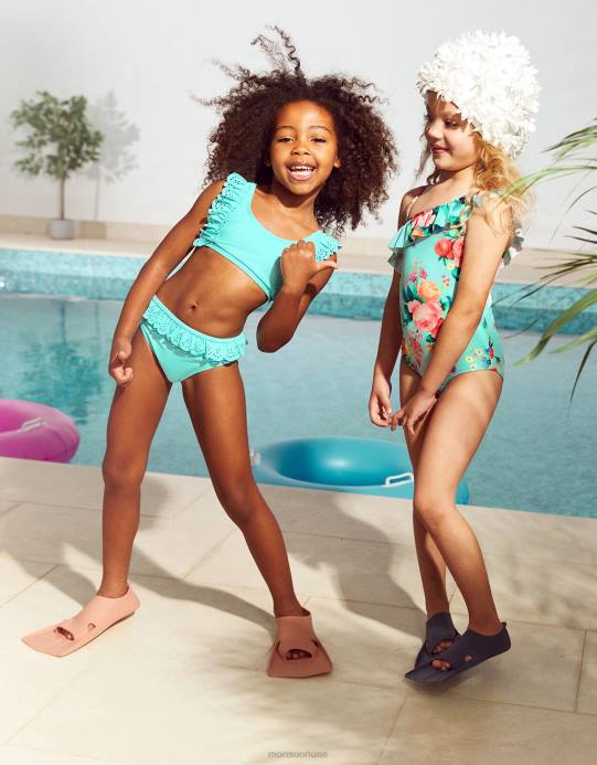 Monsoon بنت ملابس السباحة الأزهار D68H1964 ملابس الأزرق (الفيروز)