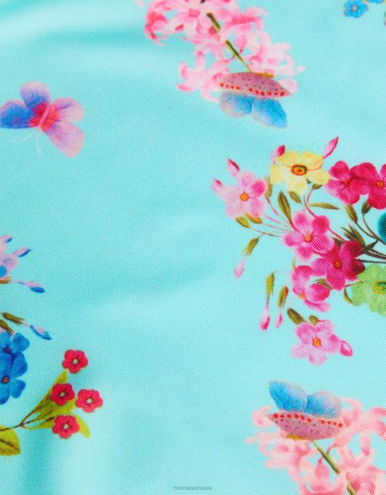 Monsoon بنت ملابس السباحة الأزهار D68H1964 ملابس الأزرق (الفيروز)