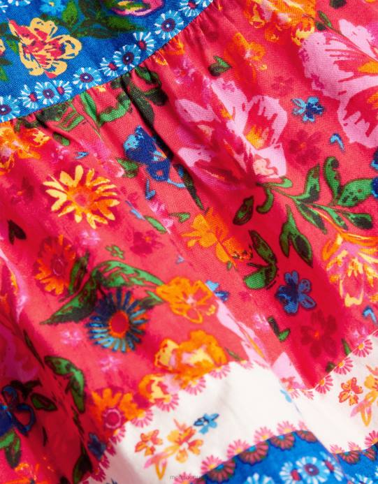 Monsoon بنت فستان تراثي بطبعات زهور مختلطة D68H1979 ملابس أحمر