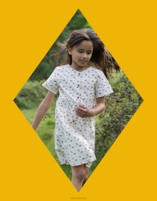 Monsoon أطفال الجذور الخضراء الصغيرة، زهور الربيع، زر من خلال الفستان D68H1982 ملابس متعدد