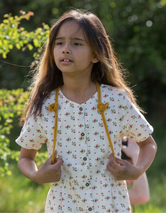 Monsoon أطفال الجذور الخضراء الصغيرة، زهور الربيع، زر من خلال الفستان D68H1982 ملابس متعدد