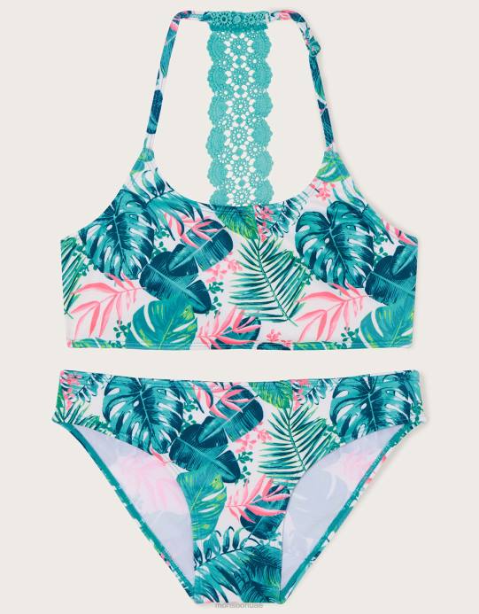 Monsoon بنت مجموعة بيكيني النخيل الكروشيه D68H1986 ملابس عاج