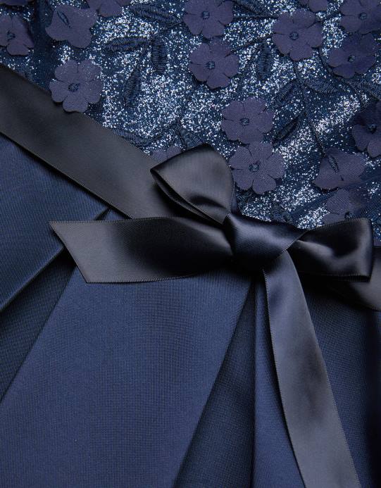 Monsoon بنت أنيكا فستان وصيفة الشرف عالية ومنخفضة D68H1988 ملابس الأزرق الداكن)