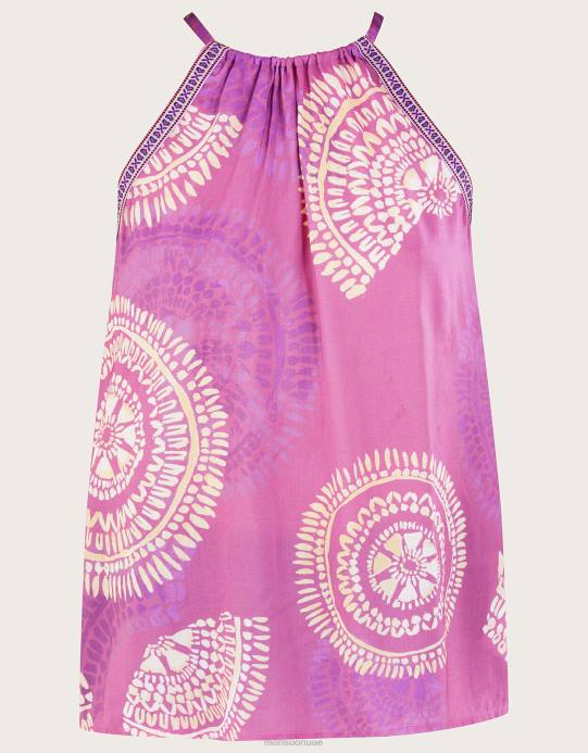 Monsoon نحيف بلوزة كامي بطبعة شريط ربطة عنق في لينزينج إيكوفيرو D68H198 ملابس الأرجواني (أرجواني)