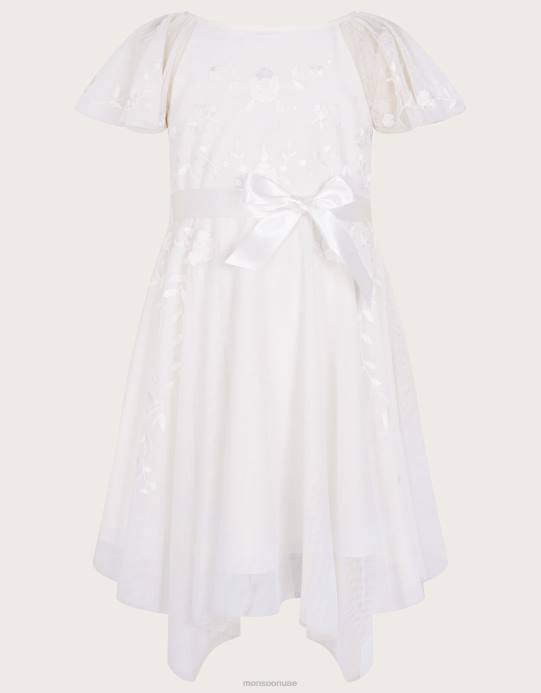 Monsoon بنت فستان أميليا من التول المطرز D68H1990 ملابس عاج